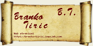 Branko Tirić vizit kartica